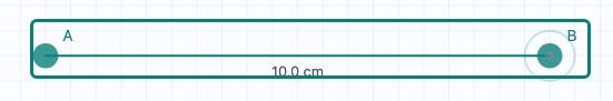 Un segment tracé entre les points A et B, 10,0 cm