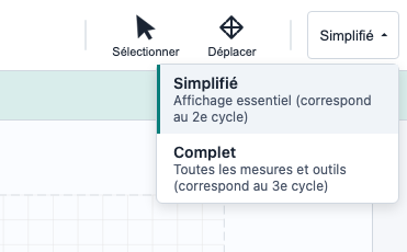Menu déroulant Simplifié / Complet